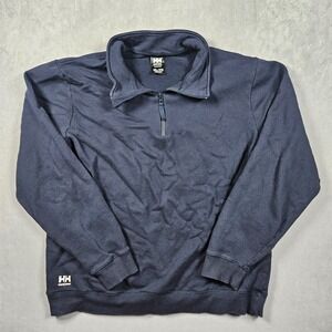 Helly Hansen Sweatshirt Mens 2XL Blue Work Wear 1/4 Zip Fleece Lined Logo
